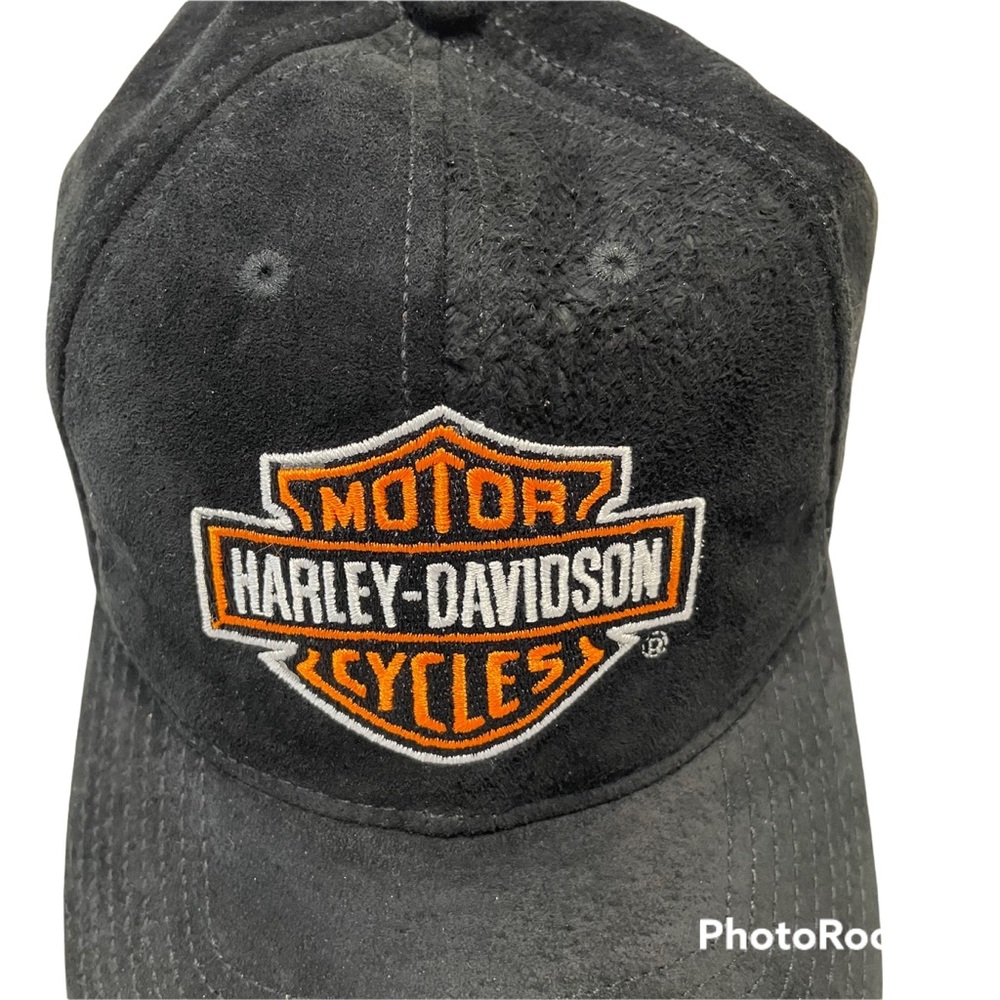 Harley Davidson Men’s Leather Baseball Cap Black Adjustable One S… - Picture 5 of 8